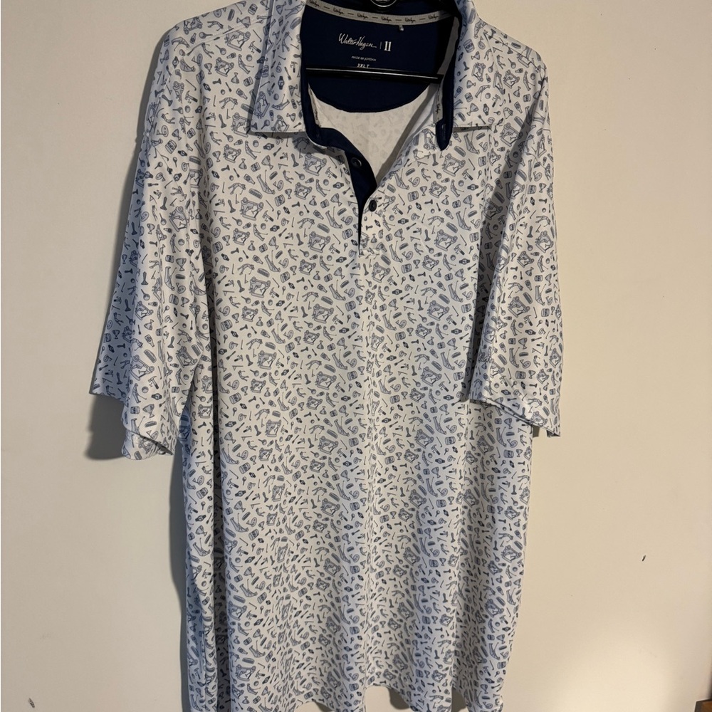 Walter Hagen White and Blue Polo Shirt